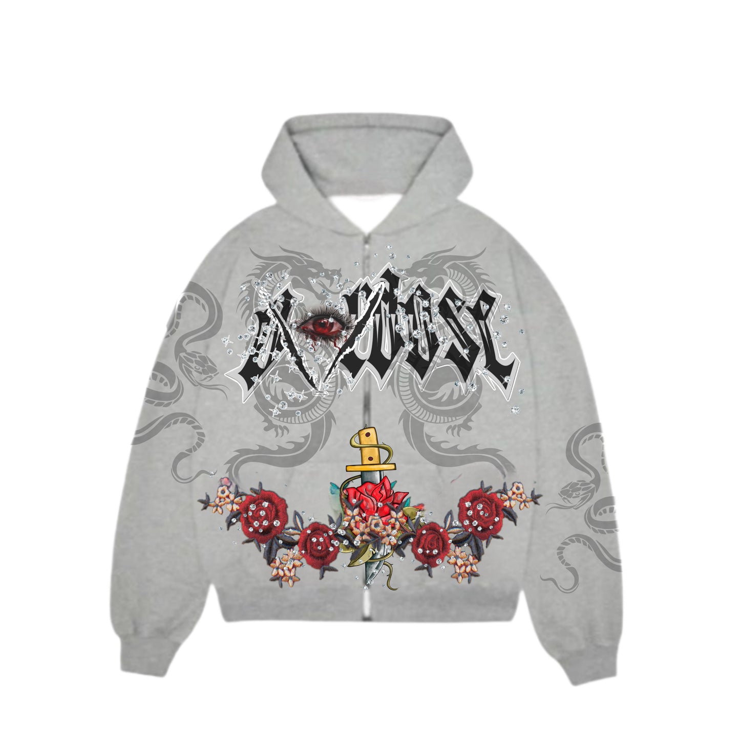 Gray Rhinestone Ovrdose Hoodie