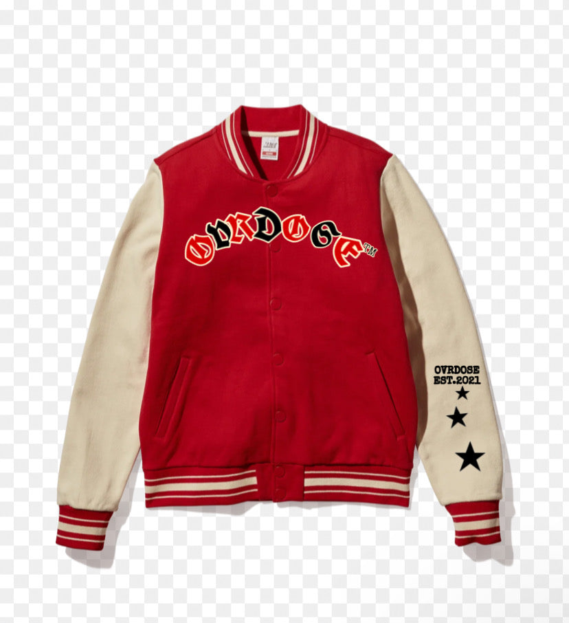 Red & Tan/cream Varsity Jacket